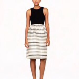 J Crew Striped Metallic Skirt black‎ bodice Party Dress size 2 nwot